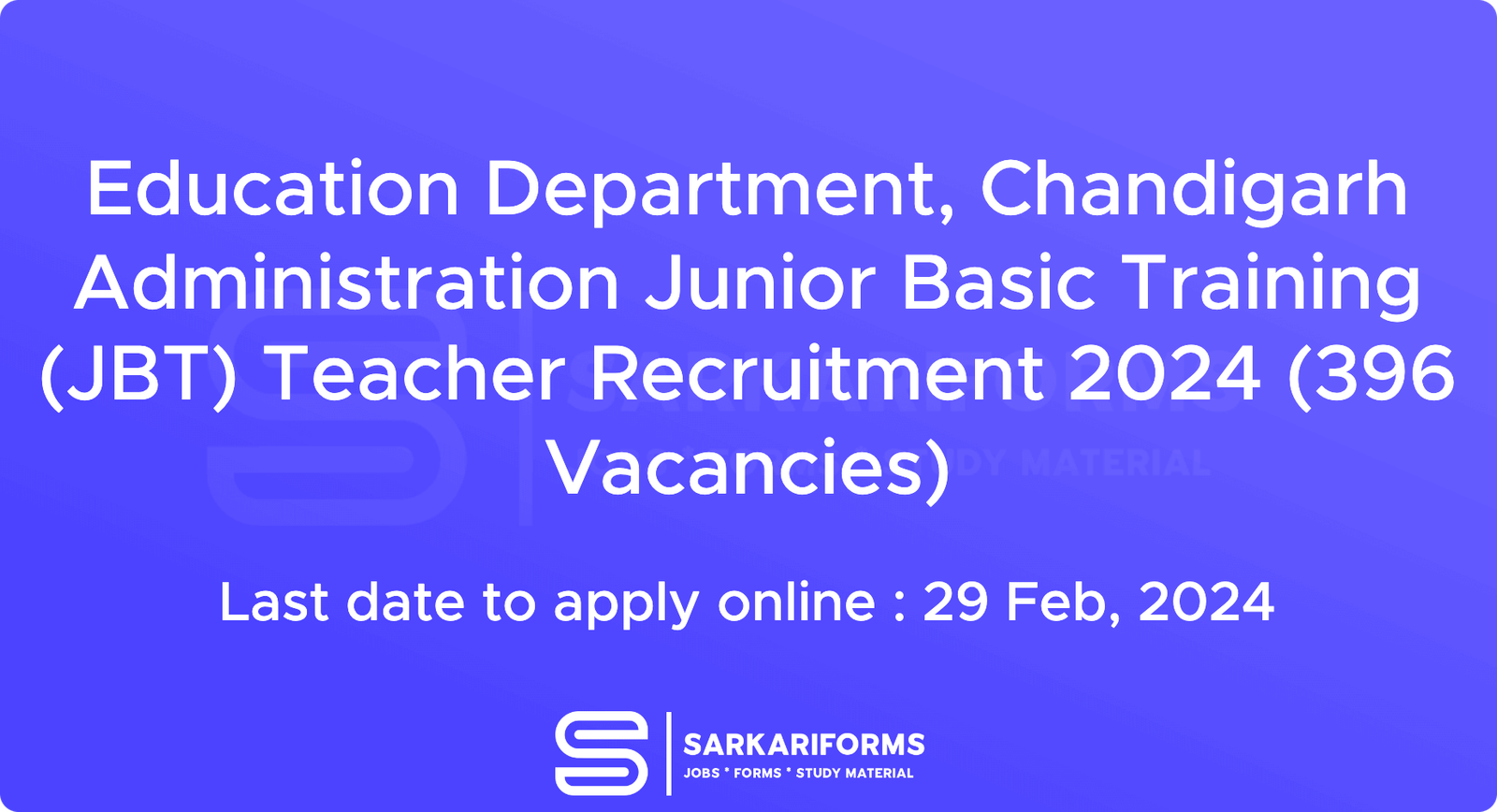 Education Department, Chandigarh Administration Junior Basic Training ...