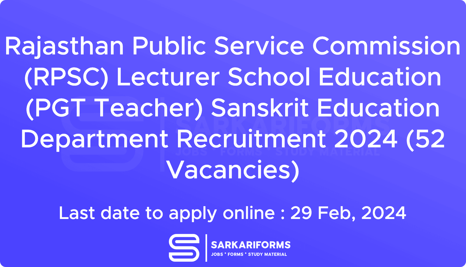 Rajasthan Public Service Commission (RPSC) Lecturer School Education ...